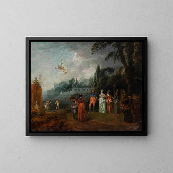 L'Embarquement pour Cythère - Jean-Antoine Watteau — framed artwork on a wall