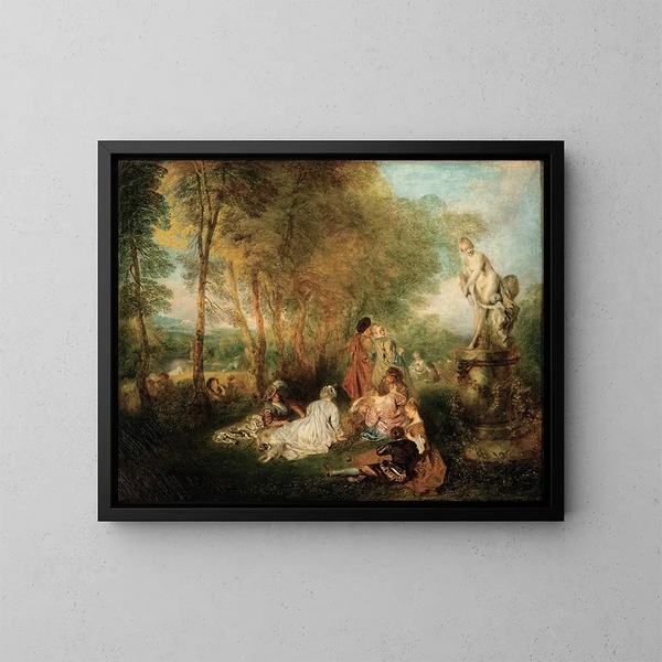 Le Festin de l'amour - Jean-Antoine Watteau — framed artwork on a wall