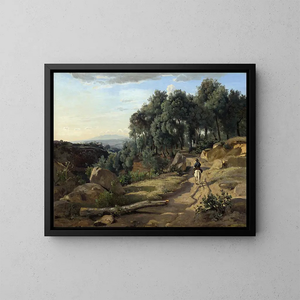 a landscape near Volterra - Jean-Baptiste-Camille Corot — framed artwork on a wall