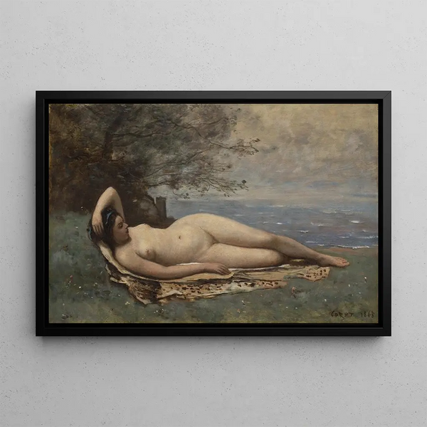Bacchante aan de rand van de zee - Jean-Baptiste-Camille Corot — ingelijst kunstwerk aan de muur
