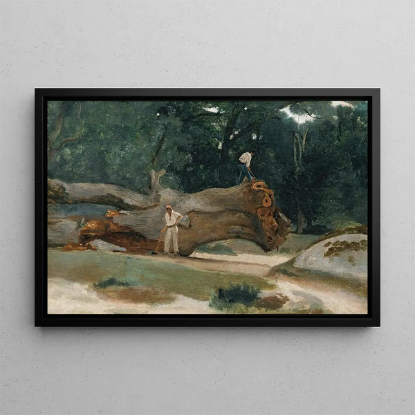 Houthakkers - Jean-Baptiste-Camille Corot — ingelijst kunstwerk aan de muur