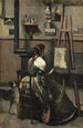 Atelier de Corot Femme assise devant un chevalet une mandoline à la main - Jean-Baptiste-Camille Corot — weergave van het kunstwerk