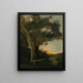 Sunset with a lioness - Jean-Baptiste-Camille Corot — framed artwork on a wall