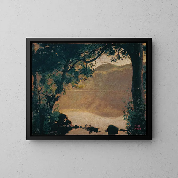 The Lake of Nemi - Jean-Baptiste-Camille Corot — framed artwork on a wall