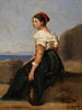 a seated woman holding a mandoline - Jean-Baptiste-Camille Corot — artwork view