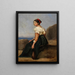 a seated woman holding a mandoline - Jean-Baptiste-Camille Corot — framed artwork on a wall