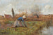 Farmhouse Painting kneeling picking dandelions - Jean-Baptiste-Camille Corot — artwork view
