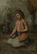Jonge vrouw die een slinger vlecht - Jean-Baptiste-Camille Corot — weergave van het kunstwerk