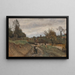 Gouvieux, boer en boerin, pad en dorpje met rieten huizen - Jean-Baptiste-Camille Corot — ingelijst kunstwerk aan de muur