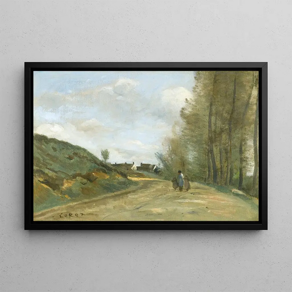 La Route de Gouvieux près de Chantilly - Jean-Baptiste-Camille Corot — ingelijst kunstwerk aan de muur