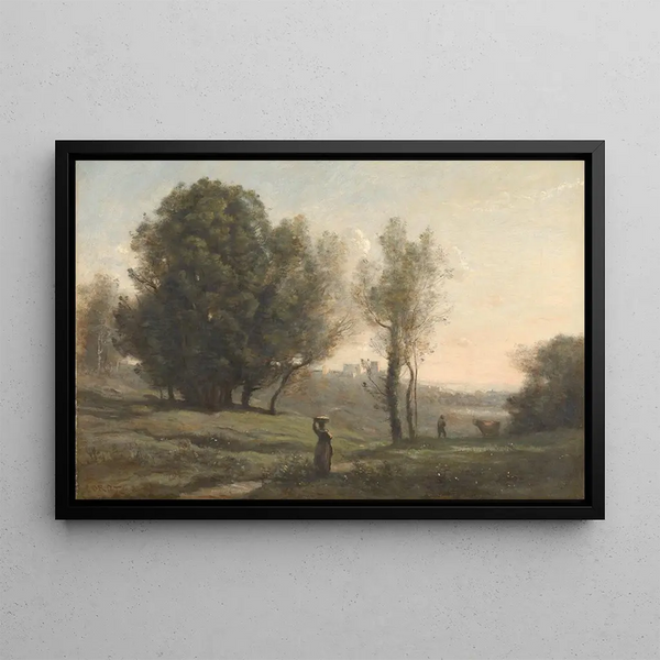 Landschapschilderij - Jean-Baptiste-Camille Corot — ingelijst kunstwerk aan de muur