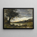 Landschap bij zonsondergang - Jean-Baptiste-Camille Corot — ingelijst kunstwerk aan de muur