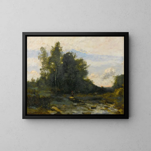 Le Torrent pierreux - Jean-Baptiste-Camille Corot — ingelijst kunstwerk aan de muur