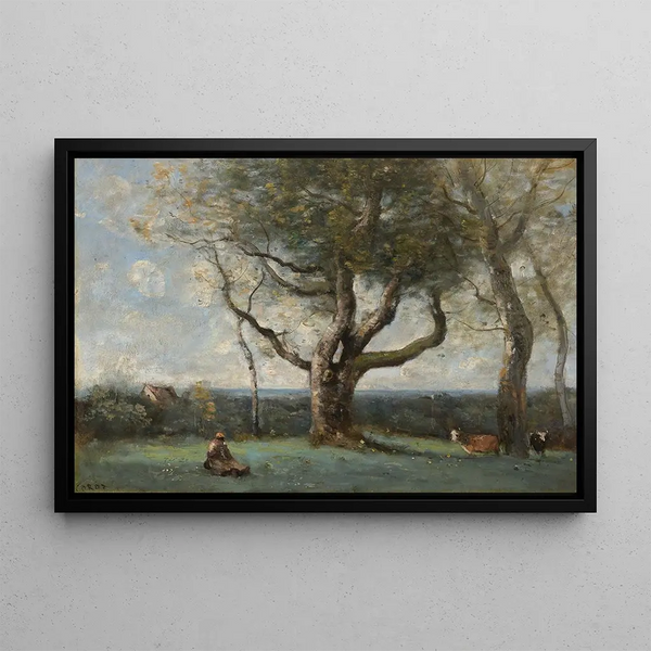 van het grote boom, omgeving van Gournay - Jean-Baptiste-Camille Corot — ingelijst kunstwerk aan de muur