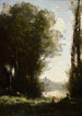 De Twee zussen onder de bomen aan de oever van het meer - Jean-Baptiste-Camille Corot — weergave van het kunstwerk