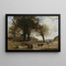 van de Koeien bij de Fontein - Jean-Baptiste-Camille Corot — ingelijst kunstwerk aan de muur