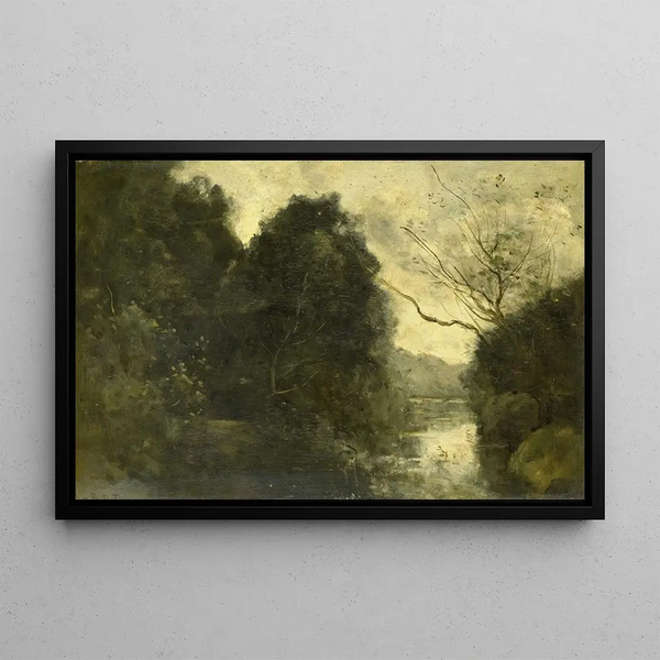 Vijver in het bos - Jean-Baptiste-Camille Corot — ingelijst kunstwerk aan de muur