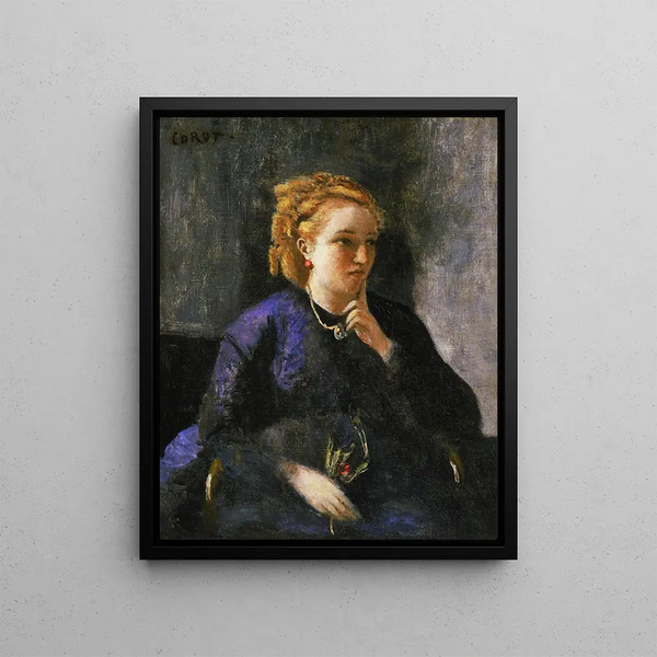 Portret van een vrouw - Jean-Baptiste-Camille Corot — ingelijst kunstwerk aan de muur