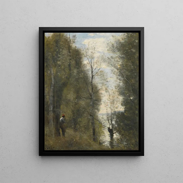 Overstromende prairies gezien door de struikgewas - Jean-Baptiste-Camille Corot — ingelijst kunstwerk aan de muur