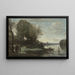 Rivière met een verafgelegen toren - Jean-Baptiste-Camille Corot — ingelijst kunstwerk aan de muur
