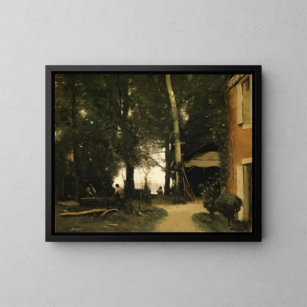 van de Borden van de Seine in Conflans - Jean-Baptiste-Camille Corot — ingelijst kunstwerk aan de muur