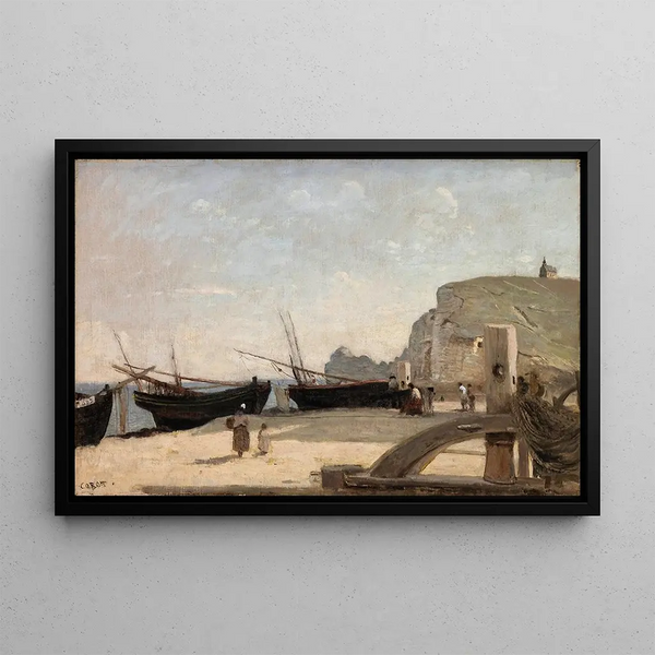 La plage d'Étretat - Jean-Baptiste-Camille Corot — ingelijst kunstwerk aan de muur