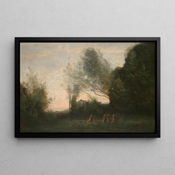 De Dans van de nimfen - Jean-Baptiste-Camille Corot — ingelijst kunstwerk aan de muur