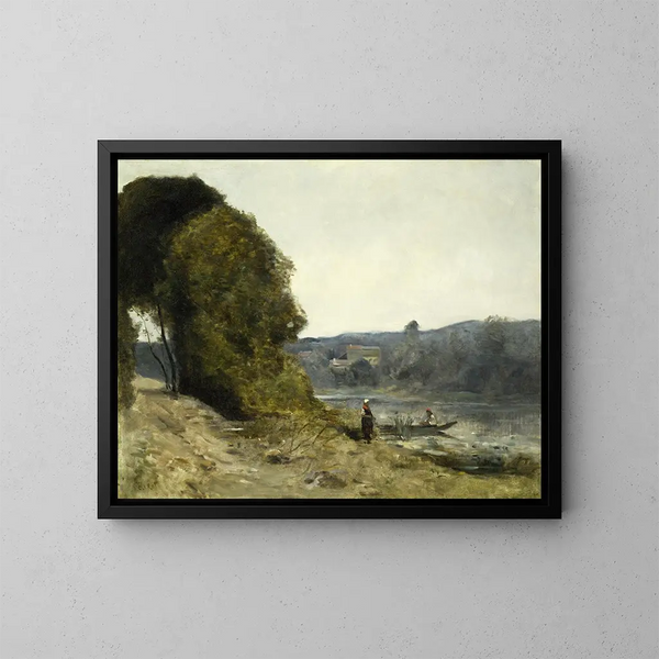 De vertrek van de bootman - Jean-Baptiste-Camille Corot — ingelijst kunstwerk aan de muur