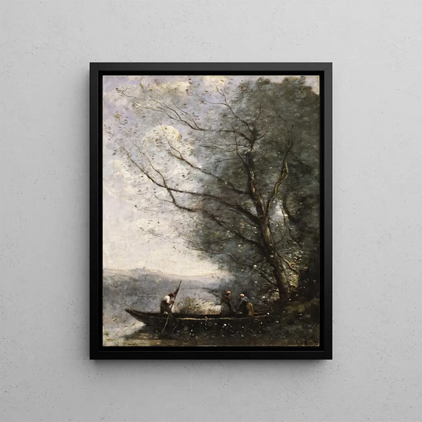 De veerman - Jean-Baptiste-Camille Corot — ingelijst kunstwerk aan de muur