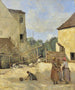 Three peasant women chatting in a rustic courtyard - Jean-Baptiste-Camille Corot — artwork view