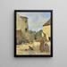 Three peasant women chatting in a rustic courtyard - Jean-Baptiste-Camille Corot — framed artwork on a wall