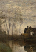 Een hoekje van een rivier met huis en populieren - Jean-Baptiste-Camille Corot — weergave van het kunstwerk