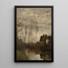 Een hoekje van een rivier met huis en populieren - Jean-Baptiste-Camille Corot — ingelijst kunstwerk aan de muur