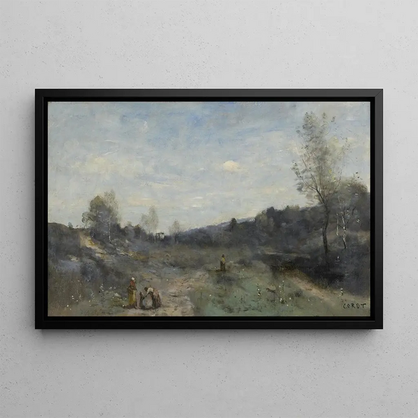 Ontgonnen valleien - Jean-Baptiste-Camille Corot — ingelijst kunstwerk aan de muur