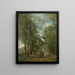 Ville d'Avray Peasants conversing on the path along the pond - Jean-Baptiste-Camille Corot — framed artwork on a wall