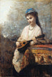 Jonge vrouw met de mandoline - Jean-Baptiste-Camille Corot — weergave van het kunstwerk