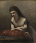 a Young woman leaning on a cushion - Jean-Baptiste-Camille Corot — artwork view