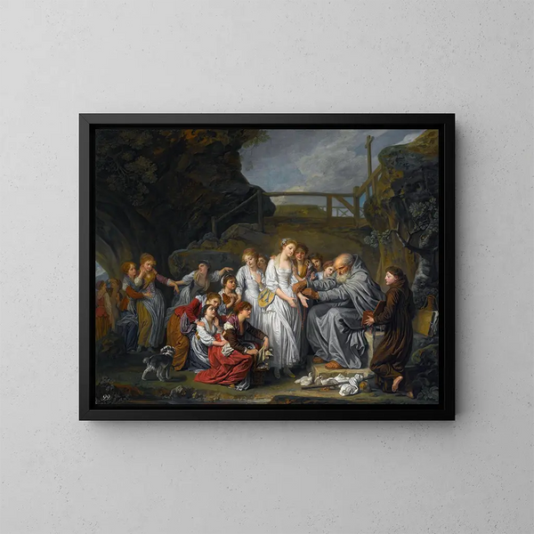 De kluizenaar - Jean-Baptiste Greuze — ingelijst kunstwerk aan de muur