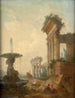 Personages orientaux dans des ruines antiques - Jean-Baptiste Hilaire — weergave van het kunstwerk