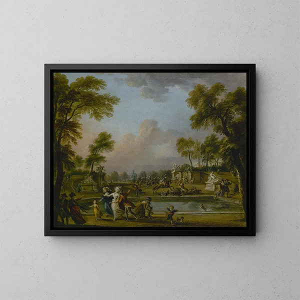 The Charge of the Prince of Lambesc in the Tuileries Garden, July 12, 1789 - Jean-Baptiste Lallemand — framed artwork on a wall