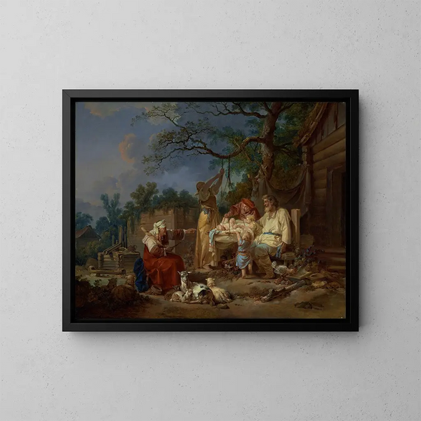 The Russian Cradle - Jean-Baptiste Le Prince — framed artwork on a wall