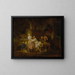 van een groep personages verzameld in een taverne met een serveerster en een wellustige eigenaar in het midden - Jean-Baptiste Leprince — ingelijst kunstwerk aan de muur