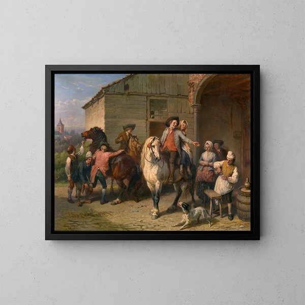 Cavaliers at the Inn - Jean-Baptiste Madou — framed artwork on a wall
