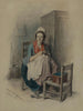 Vrouw die naait - Jean-Baptiste Madou — weergave van het kunstwerk