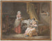 Binnenhuis schilderij met een jonge vrouw en een voedster die een kind voert - Jean-Baptiste Mallet — weergave van het kunstwerk