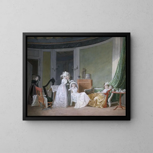 La visite aux jeunes maris - Jean-Baptiste Mallet — framed artwork on a wall