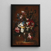 Œillets, roses, lys en andere bloemen in een vaas op een rand - Jean-Baptiste Monnoyer — ingelijst kunstwerk aan de muur