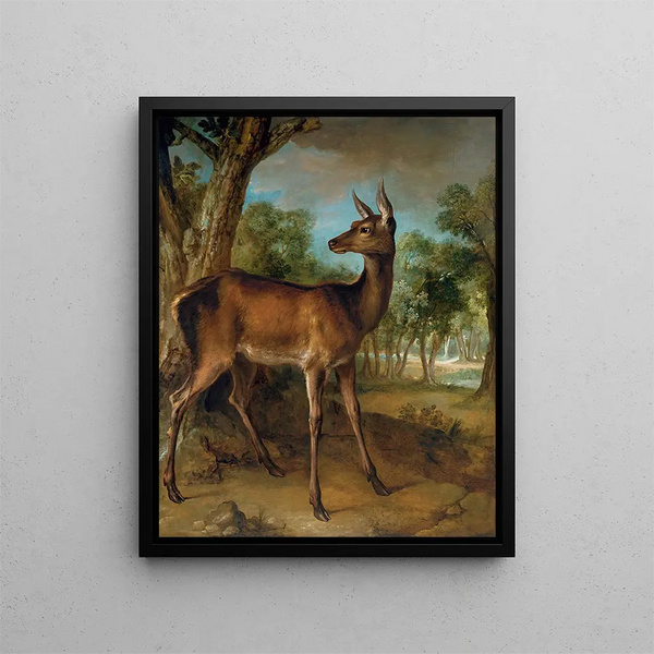 The Watchful Doe, biche aux Augets - Jean-Baptiste Oudry — framed artwork on a wall