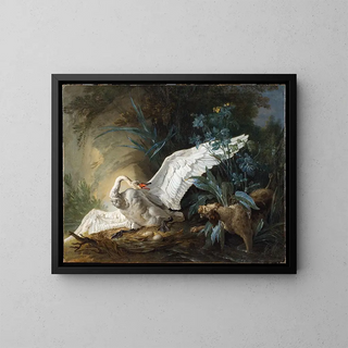 JeanBaptiste Oudry - Water Spaniel Surprising a Swan on its Nest.webp