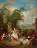 Een feestelijke landelijke scène tijdens de druivenoogst - Jean-Baptiste Pater — weergave van het kunstwerk